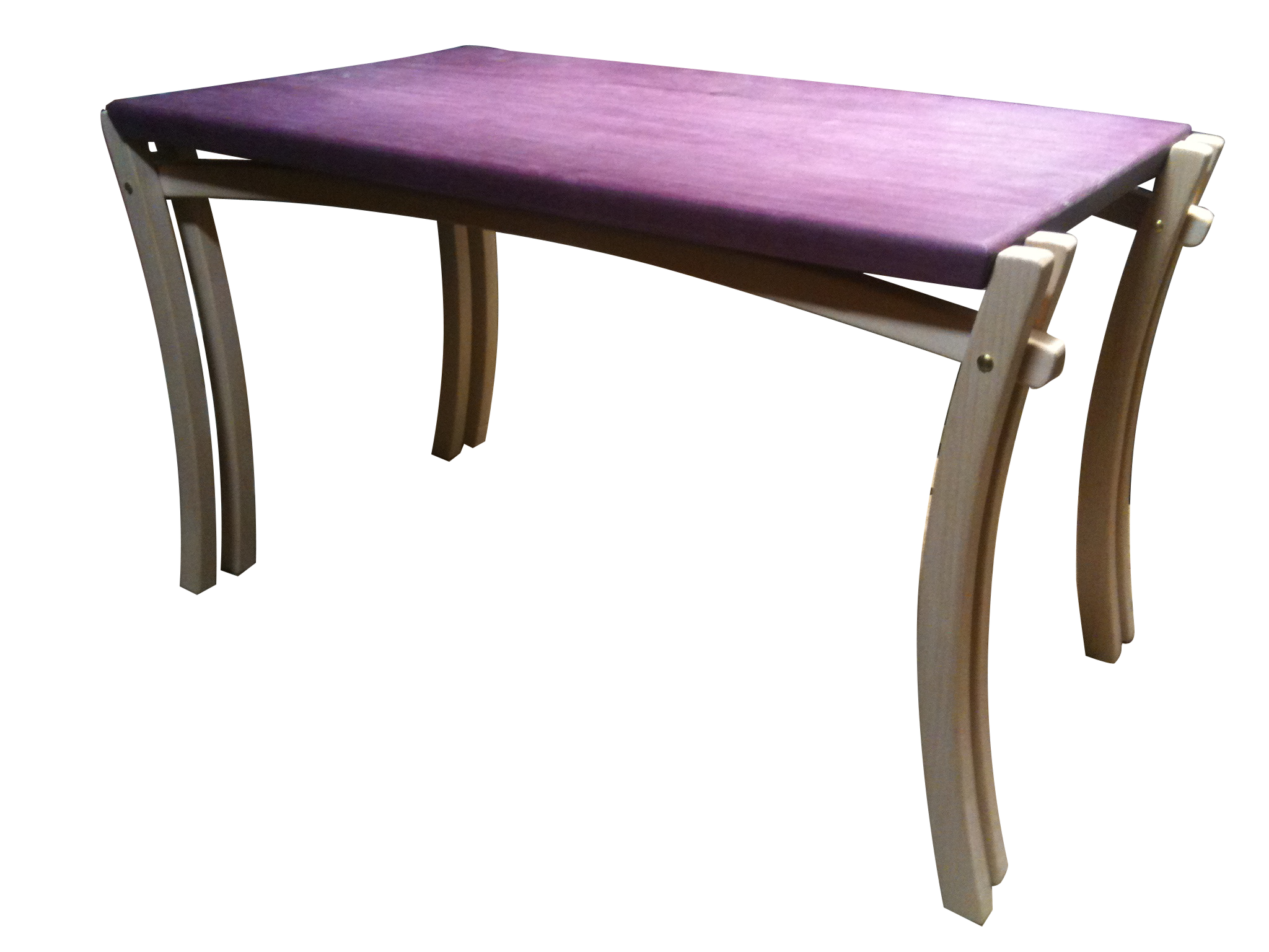 Purpleheart tafel met gebogen poten